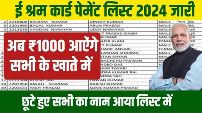 E Shram Card New List 2024: ई श्रम कार्ड ₹1000 की नई लिस्ट में ऐसे नाम देखें