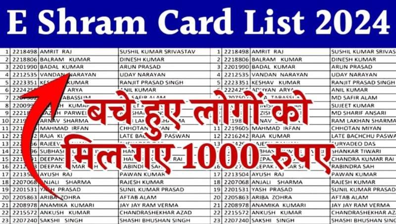 E Shram Card New List 2024: सिर्फ इनको मिलेंगे ₹1000 रुपए, ई श्रम कार्ड की नई लिस्ट हुई जारी