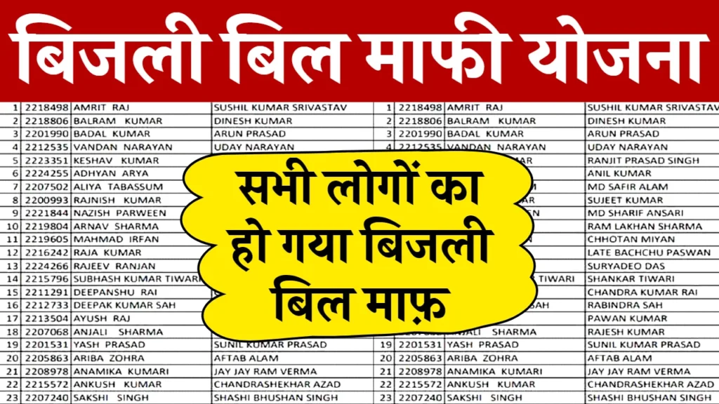 Bijli Bill Mafi New List 2024: सभी लोगों का हो गया बिजली बिल माफ, नई लिस्ट में यहाँ से नाम देखें